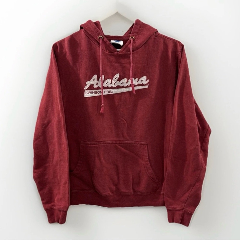 Vintage 90s Alabama Crimson‎ Tide Hoodie Medium Red NCAA Football Sweatshirt